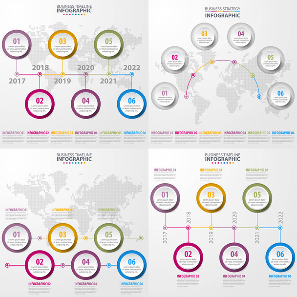 Σύνολο επιχειρήσεων Χρονολόγιο infographics και σχεδίαση στοιχείων - Διάνυσμα, εικόνα