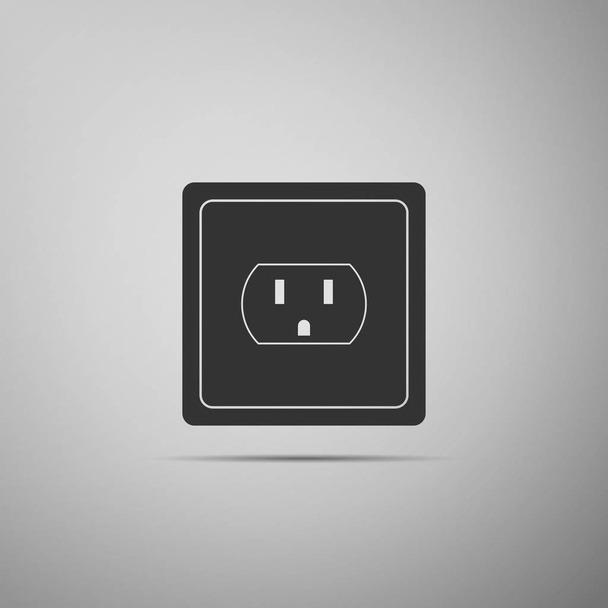 Prise électrique dans l'icône des États-Unis isolée sur fond gris. Prise de courant. Design plat. Illustration vectorielle
 - Vecteur, image