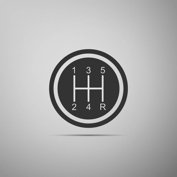 Gear shifter icon isolated on grey background. Transmission icon. Flat design. Vector Illustration - Vector, Image