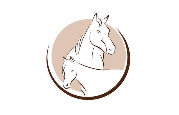 Horse logo hand drawn emblem shape sketch - Vector, Image