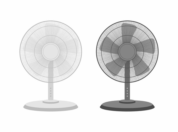 twee tabel fans zwart-wit geïsoleerd op witte achtergrond - Vector, afbeelding