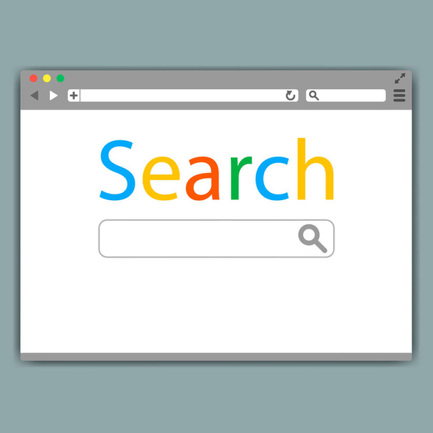 Simple browser window on gray background. Browser search. Flat vector stock illustration - Vector, Image