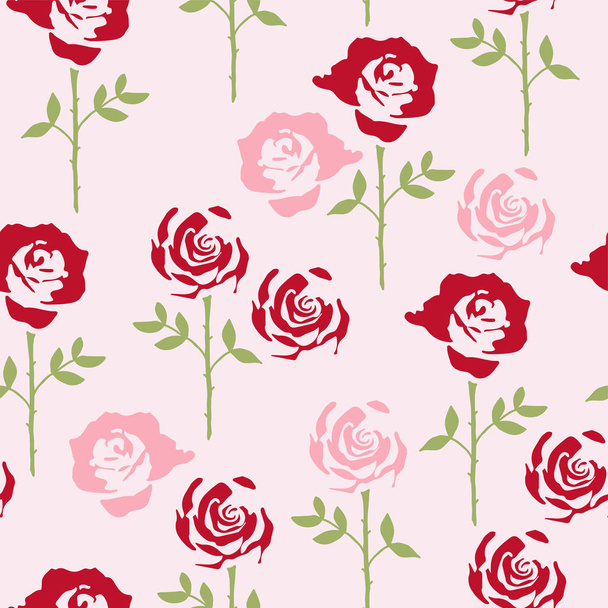Modello floreale senza cuciture vettoriale con fiori di rosa
 - Vettoriali, immagini