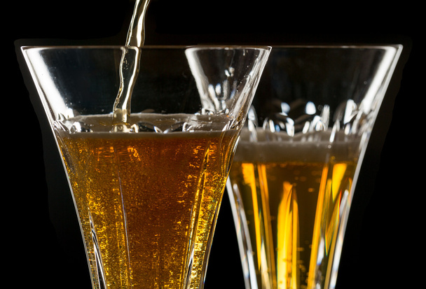 Makro lähellä laukaus sydämen samppanjaa lasi
 - Valokuva, kuva