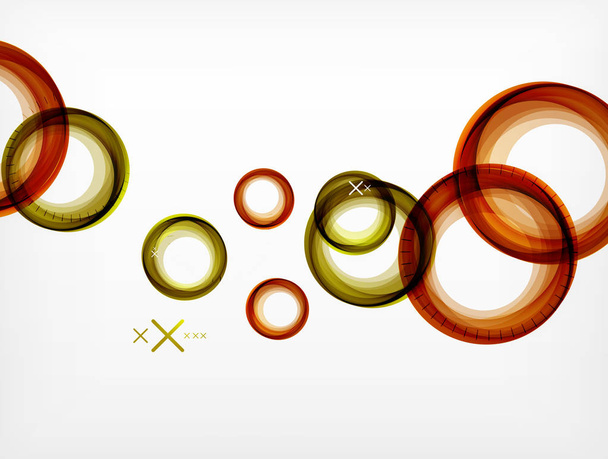 fliegende abstrakte Kreise, vektorgeometrischer Hintergrund, farbige Luftblasen, Web-Banner-Vorlage, Unternehmens- oder Technologiepräsentation Hintergrund oder Elemente - Vektor, Bild