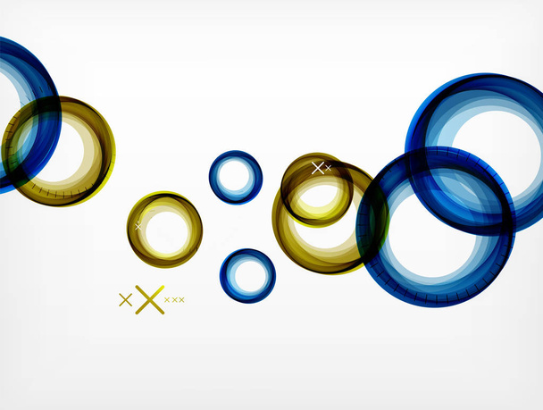 Летающие абстрактные круги, векторный геометрический фон, цветные пузырьки воздуха, шаблон веб-баннера, фон или элементы презентации бизнеса или технологии
 - Вектор,изображение
