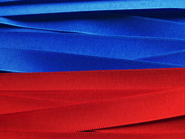 Shiny blue and red satin ribbon - Zdjęcie, obraz