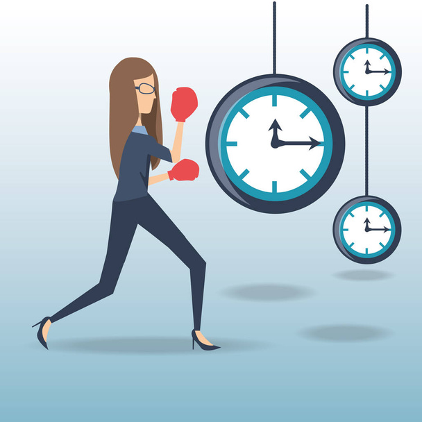 business woman hard working time pressure - Vector, Image