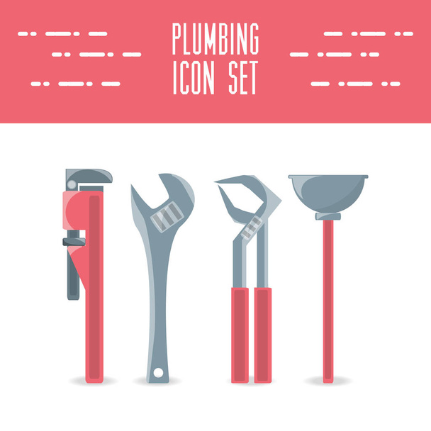 ensemble plat icône outils plomberie
 - Vecteur, image