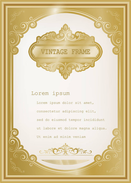 golden vintage frame - Vector, afbeelding