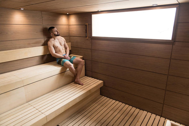 Attractive Man Resting Relaxed In Sauna - Photo, Image
