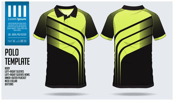 Groene Polo t shirt sport ontwerpsjabloon voor Voetbaltrui, voetbalclub kit of sport. Sport uniform op de voorgrond weergeven en achteraanzicht. T-shirt mock up for sportclub. Vector - Vector, afbeelding