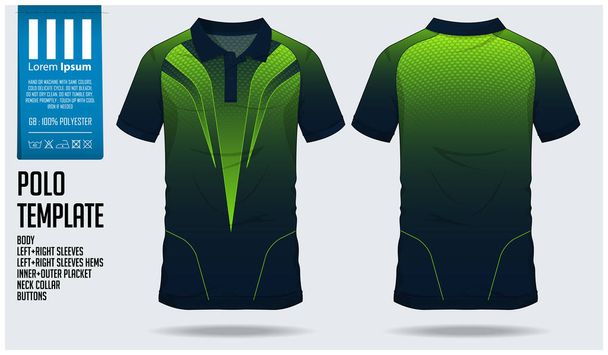 T shirt Polo verde modello di design sportivo per maglia calcio, kit di calcio o club sportivo. Uniforme sportiva in vista frontale e posteriore. Maglietta finta per lo sport club. Vettore
 - Vettoriali, immagini