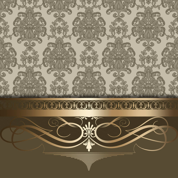 Vintage background with patterns and golden border. - Foto, immagini