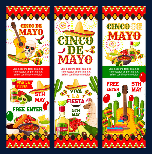 Cinco de Mayo mexican fiesta party invitation card - Διάνυσμα, εικόνα
