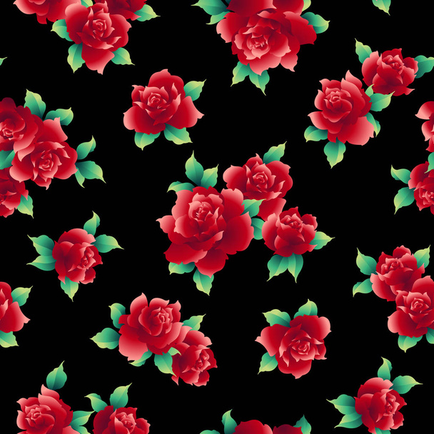 Rose illustration pattern.I designed a rose,I worked in vectors,This painting continues repeatedly seamlessly, - Vetor, Imagem