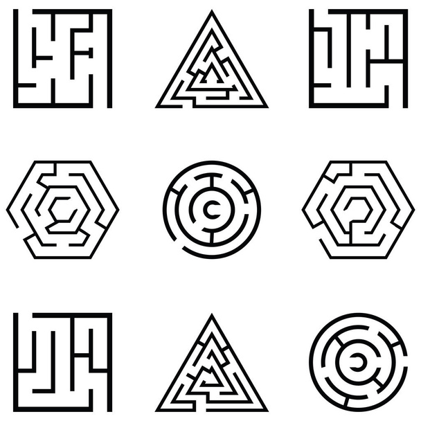 conjunto de ícone de labirinto
 - Vetor, Imagem
