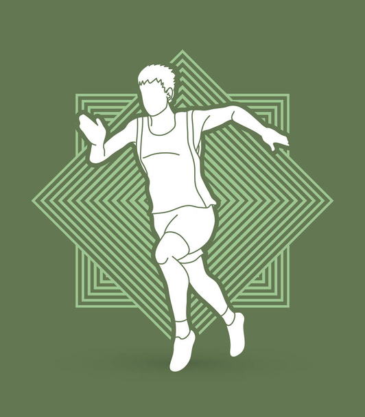 Athlete runner, A man runner running designed on line square background graphic vector - Vector, Image