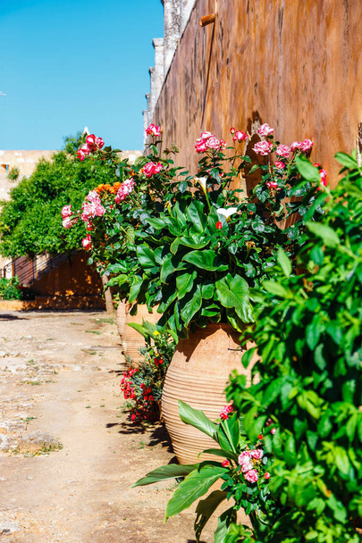 Ogrody w Bazylice klasztor Arkadi na wyspie Kreta, Grecja - Zdjęcie, obraz