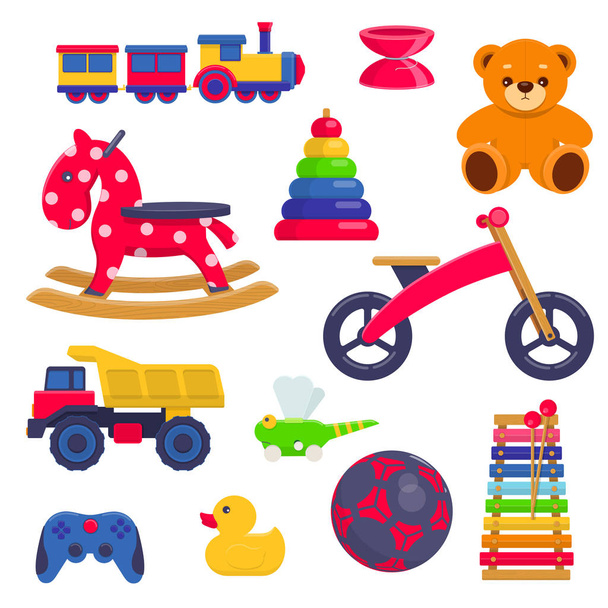Set of different kids toys - Vector, Image