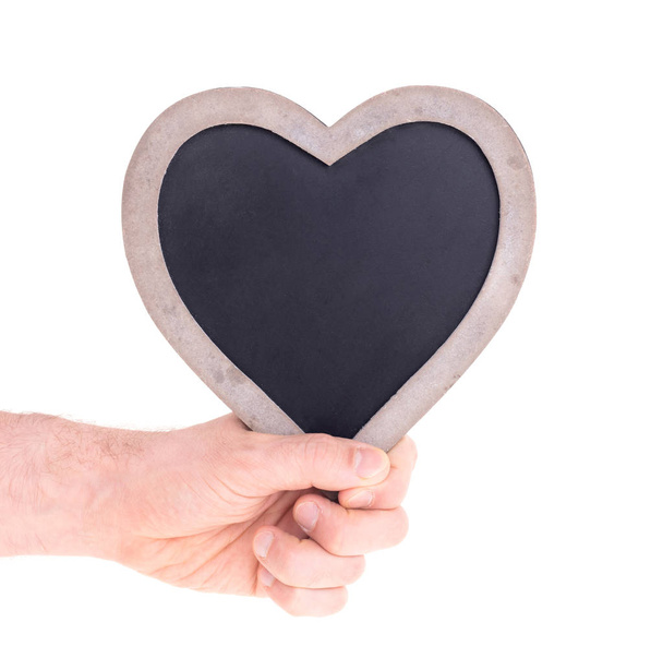 Kalp şeklinde kara tahta tutan Yetişkin - Fotoğraf, Görsel
