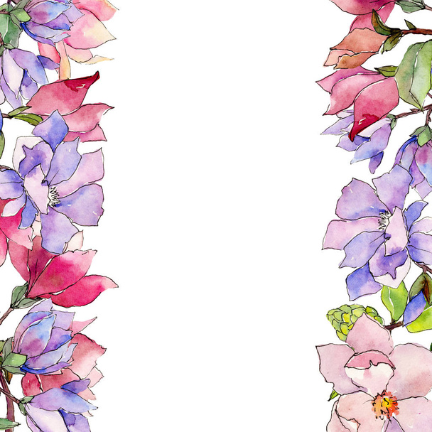 Wildblume Magnolie Blume Rahmen in einem Aquarell-Stil. - Foto, Bild