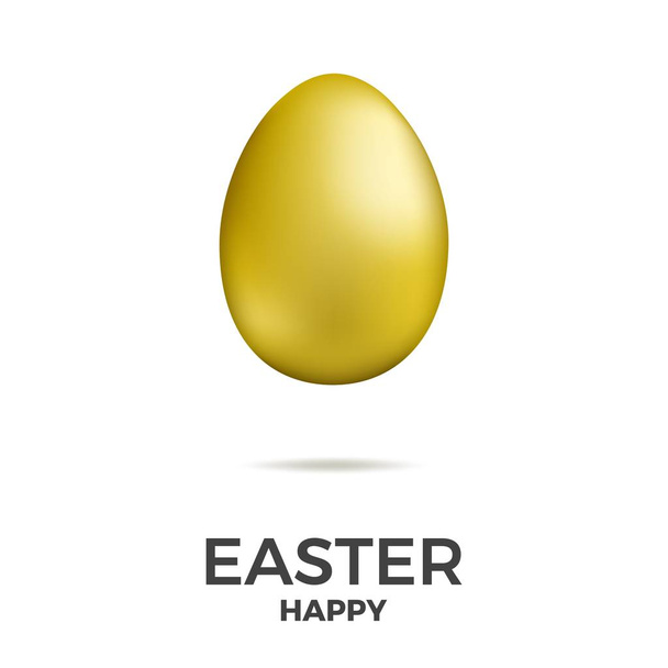 Easter. Gold egg with ornament and Happy Easter typography. Easter holiday design element - Vector, Image