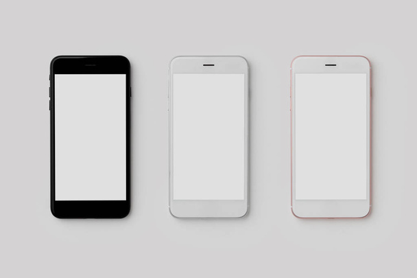 Meerdere smartphone testmodellen op witte achtergrond - Foto, afbeelding