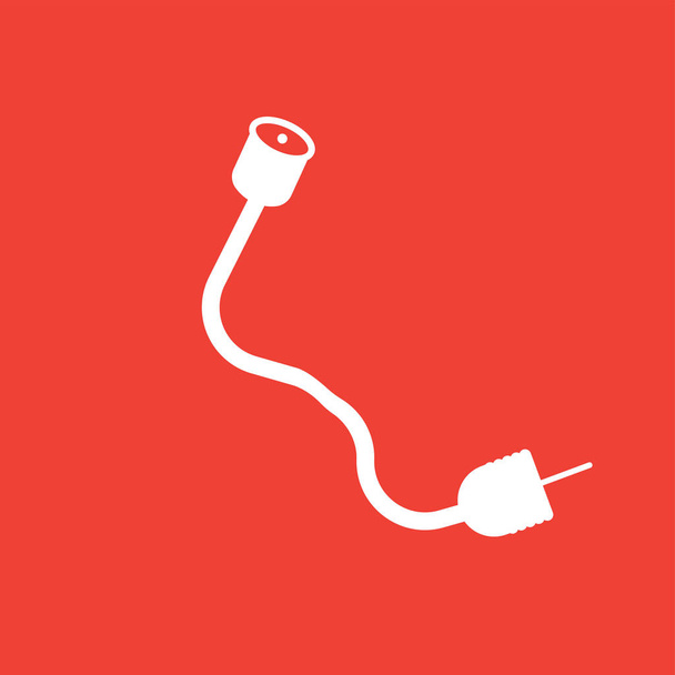 witte coax pictogram geïsoleerd op rode achtergrond voor uw web, mobiele  - Vector, afbeelding