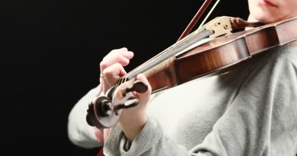 Klassischer Musiker spielt Barockgeige auf schwarzem Hintergrund - Nahaufnahme Live-Action-Konzept  - Filmmaterial, Video