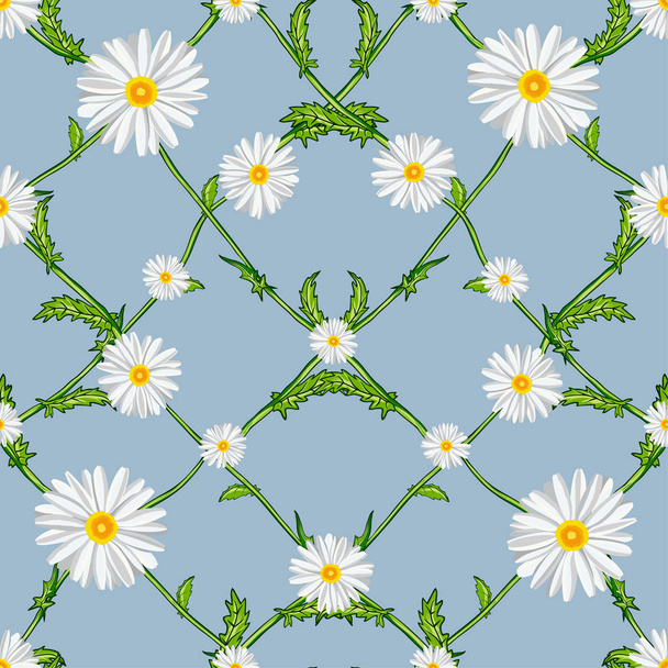 Seamless pattern of crossed chamomiles/Seamless pattern of crossed chamomiles - Vector, Image