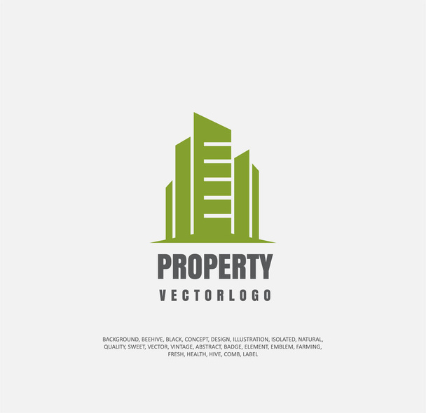 Logo van vastgoed, de verkoop van onroerend goed en aankoop, object van silhouet. Vectorillustratie, concept van handel - Vector, afbeelding