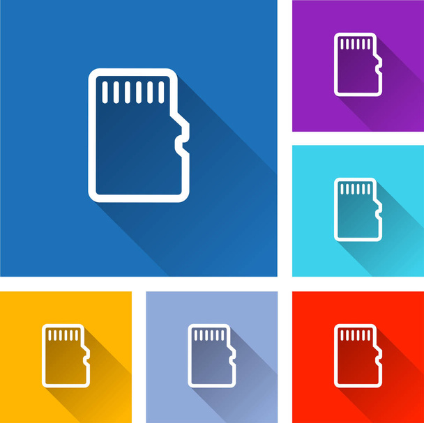 memory card icons with shadow - Vector, Image