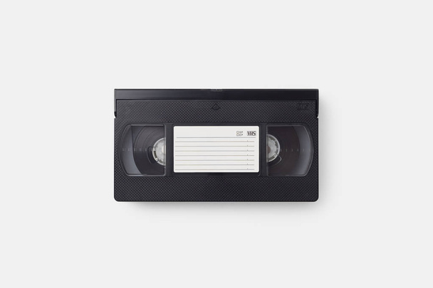 Cassetta VHS su sfondo bianco, vista dall'alto
 - Foto, immagini