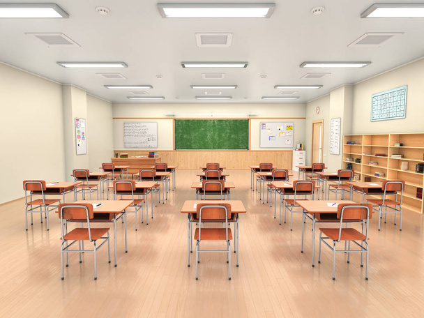 School classroom interior. 3d illustration - Foto, Imagen