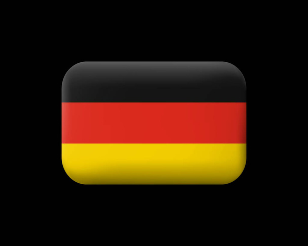 A Németország lobogója. Gyékényel borított vektor ikon és a gomb. Téglalap alakú Shap - Vektor, kép