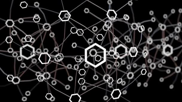 Blockchain έννοια του δικτύου. 3D καθιστούν που περιέχει μάσκα - Πλάνα, βίντεο