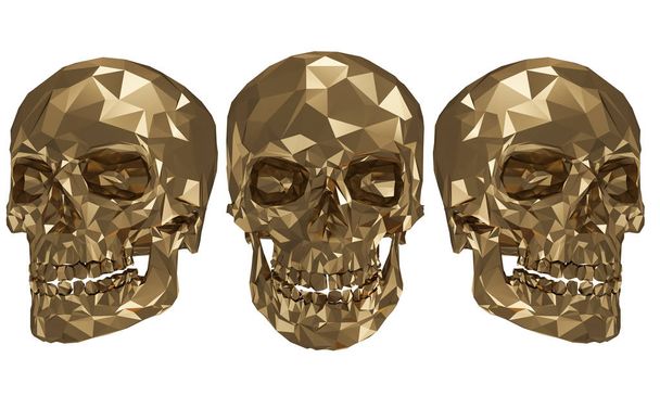 Золотистые низкие черепа с белым фоном
 - Фото, изображение