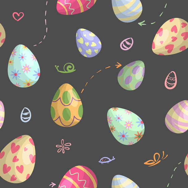 Velikonoční vzor bezešvé s barevnými vejci  - Vektor, obrázek