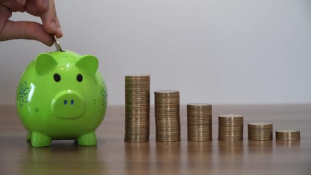 Saving Money with a Piggy Bank  - Footage, Video
