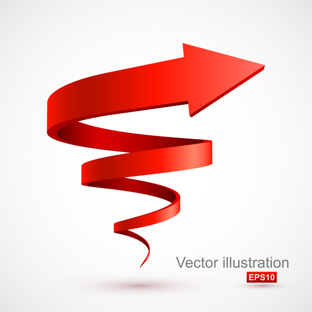 Flecha espiral roja 3D
 - Vector, Imagen