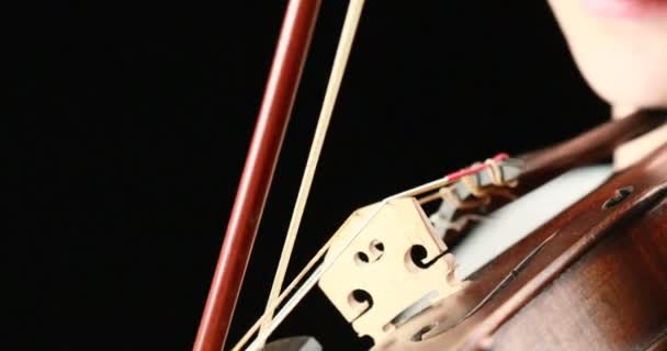 klassieke musicus barokke viool spelen op een zwarte achtergrond - handen close-up live-action concept  - Video