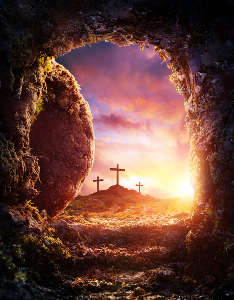 Üres sír - keresztre feszítés és a feltámadás Jézus Krisztus - Fotó, kép