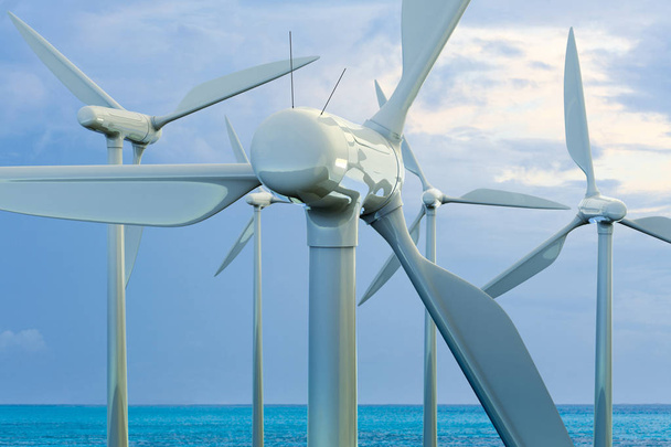 洋上風力発電施設の 3 d レンダリング  - 写真・画像