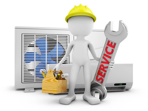 Man and air conditioner - Photo, Image