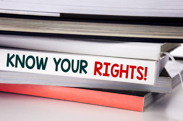 Word, writing Know Your Rights. Business concept for Justice Education written on the book on the white background. - Photo, Image