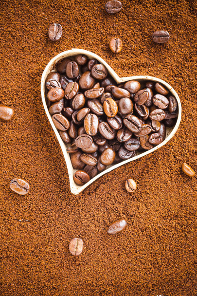 Coffee beans with a heart. Love or passion concept - Fotó, kép