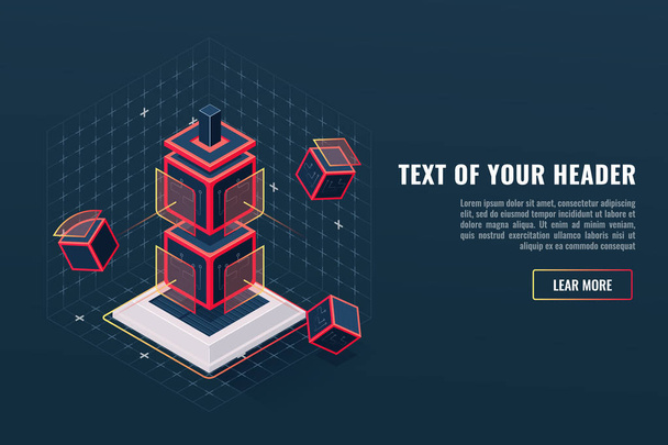 Concept of game element icon totem, checkpoint, digital data visualization, program hardware complex, electronic products isometric vector illustration - Διάνυσμα, εικόνα