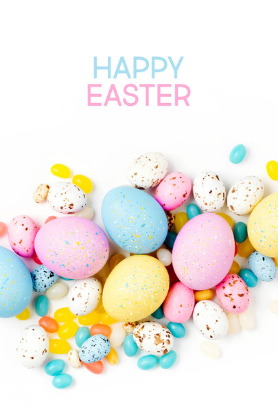 Stylish  background  in pastel colors. Easter concept . Flat lay - Fotó, kép