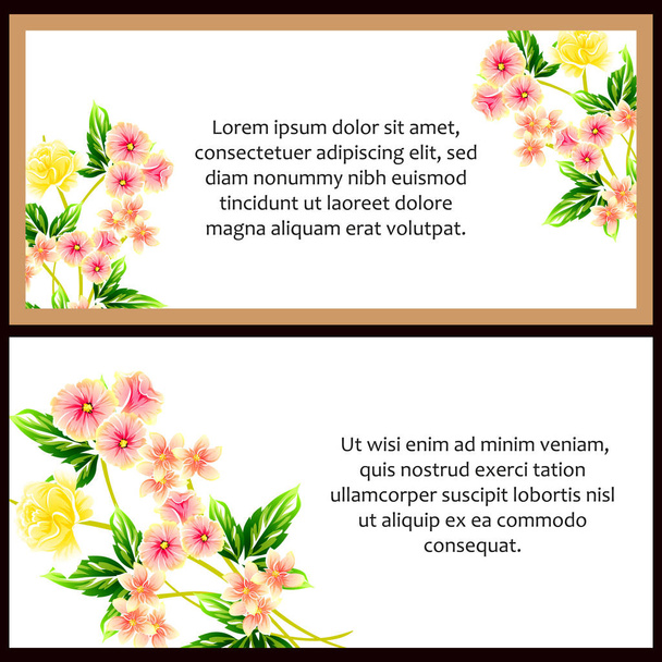 Vintage style flower wedding cards set. Floral elements in color - Vector, afbeelding